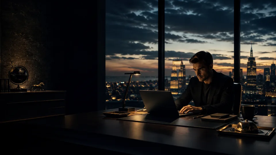 Entrepreneur working alone
